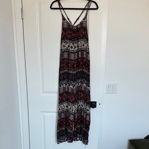 Mystree Red and Black Patterned Maxi Dress